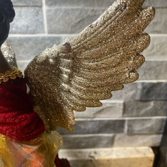 17” Dark Skin Red Velvet‎ Robe Christmas Tree Topper / Figurine - Picture 4 of 6